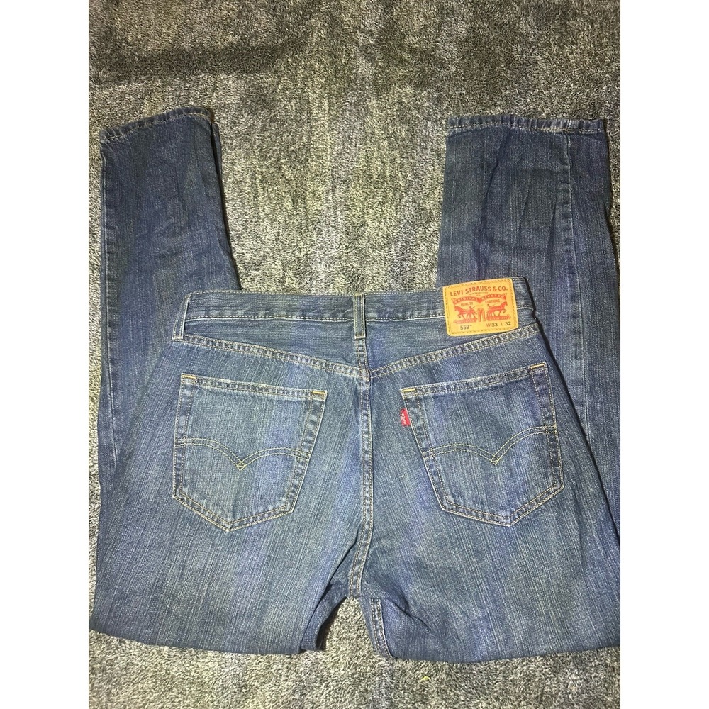 Levi 559 Jeans Men 33x32 Relaxed Straight Fit Dark Wash Blue Denim Casual